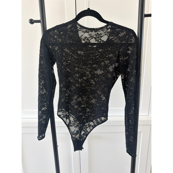 Fleur du Mal Tops - Fleur Du Mal Black Lace Long Sleeve Bodysuit